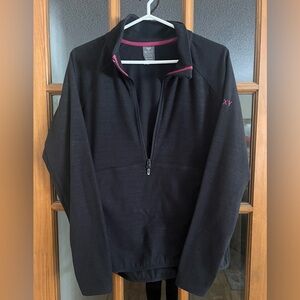 Black Half-Zip Roxy Pullover with Pink Accents